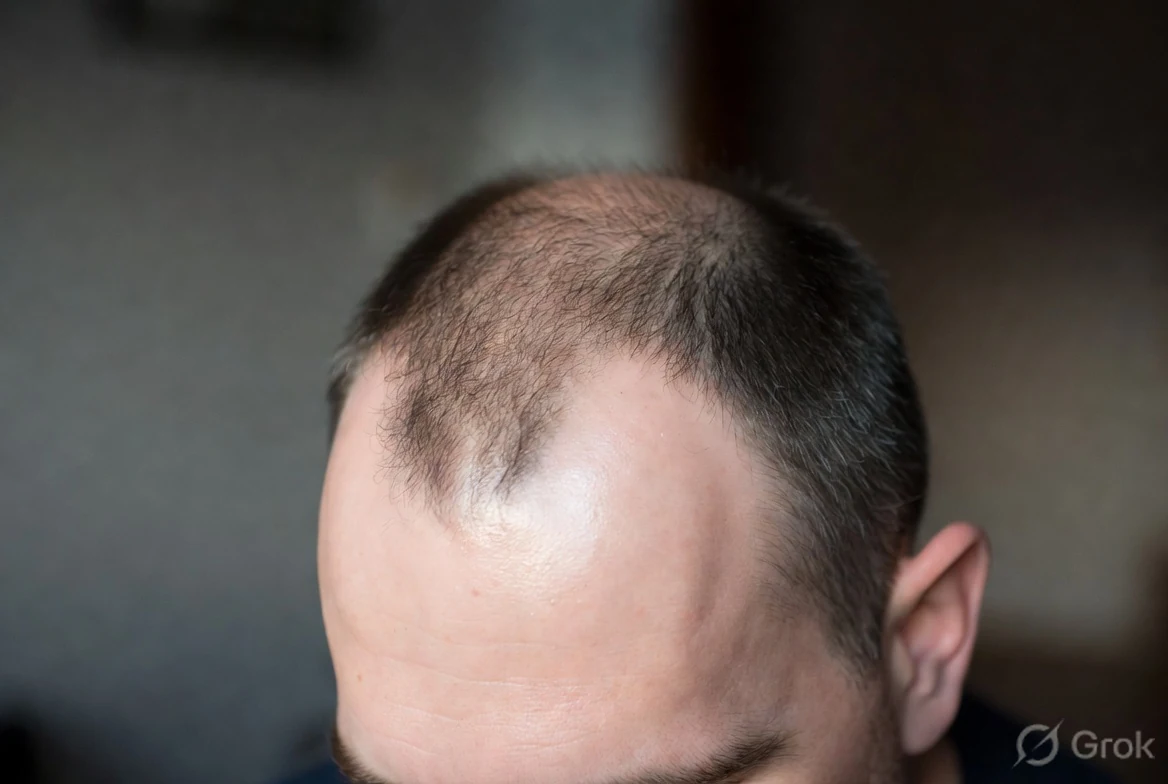 Man with patchy hair loss on scalp showing alopecia areata pattern