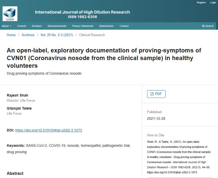 An open-label, exploratory documentation of proving-symptoms