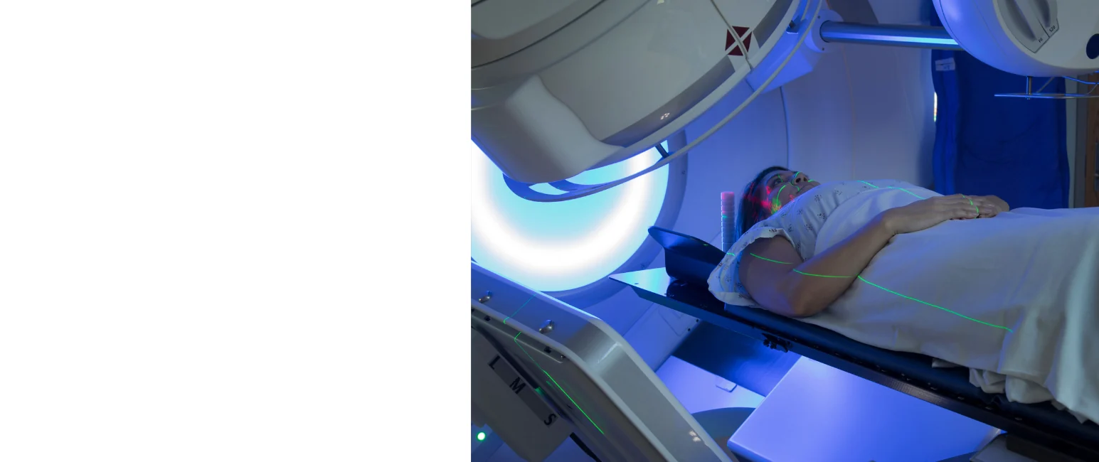 Patient undergoing radiation therapy for cancer treatment
