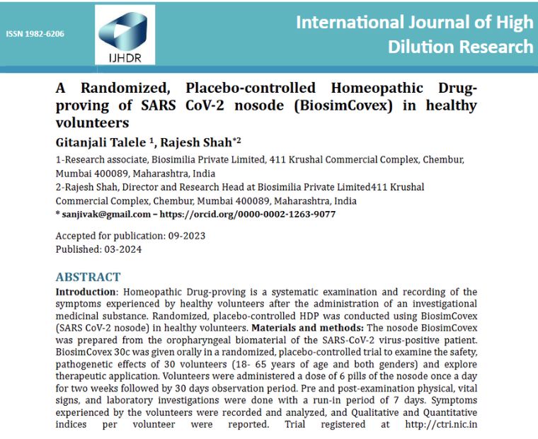 Randomized, Placebo-controlled Homeopathic Drug