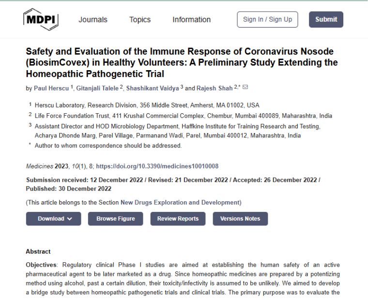 Safety and Evaluation of the Immune Response of Coronavirus Nosode