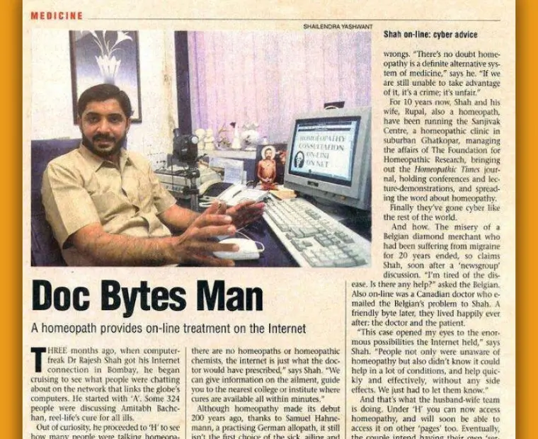 Outlook magazine article featuring Dr Rajesh Shah on online homeopathy consultation