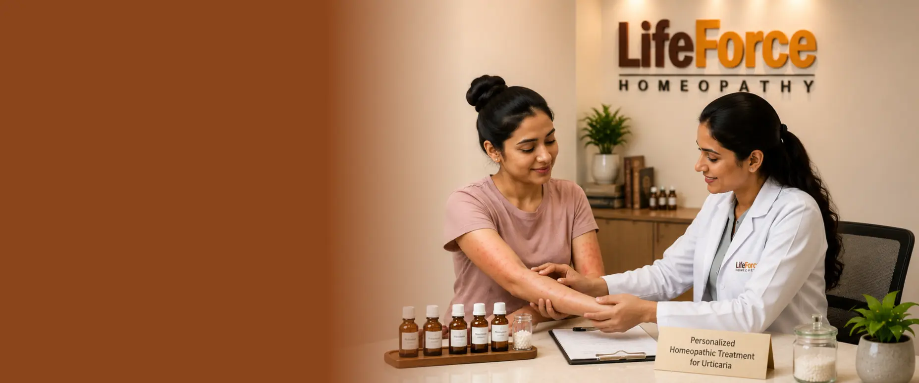 Homeopathic doctor explaining how to take homeopathic medicines to patients of different age groups during a consultation at Life Force Homeopathy.