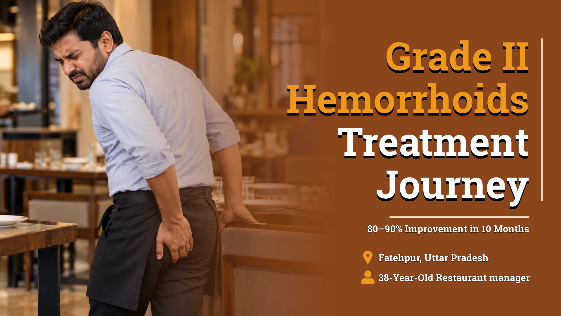 Grade II Hemorrhoids Treatment Case Study Showing 80–90% Improvement in a 38-Year-Old Restaurant Manager